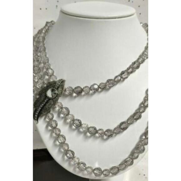 Art Deco 3 layered smoked bead necklace. - Picture 7 of 7